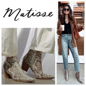 Free People Coconuts‎ by Matisse Snakeskin Going West Ankle Boots Women's 10